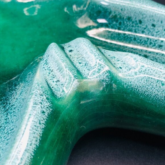 Beauceware Oversized Kelly Green Amoeba Ceramic Ashtray, Beauce Pottery #809 - Picture 2 of 14